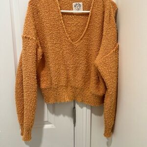 Free People V-Neck Orange Sweater